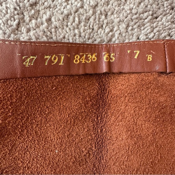 1970s Vintage Cognac Leather Tall Boots Stacked Heel Zip Size 7B - Picture 5 of 11